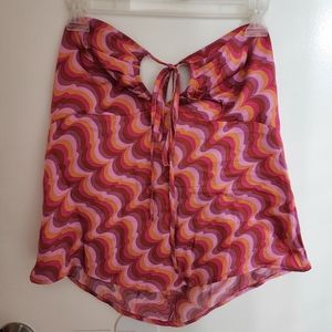 Pink Satin Strapless Top